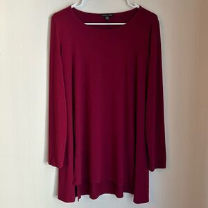 Eileen Fisher women Crew neck tunic long sleeve red maroon deep red size Med EUC